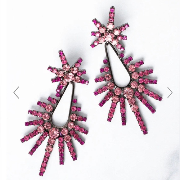 Elizabeth Cole Pink Crystal Remington Statement Earrings - Picture 2 of 8